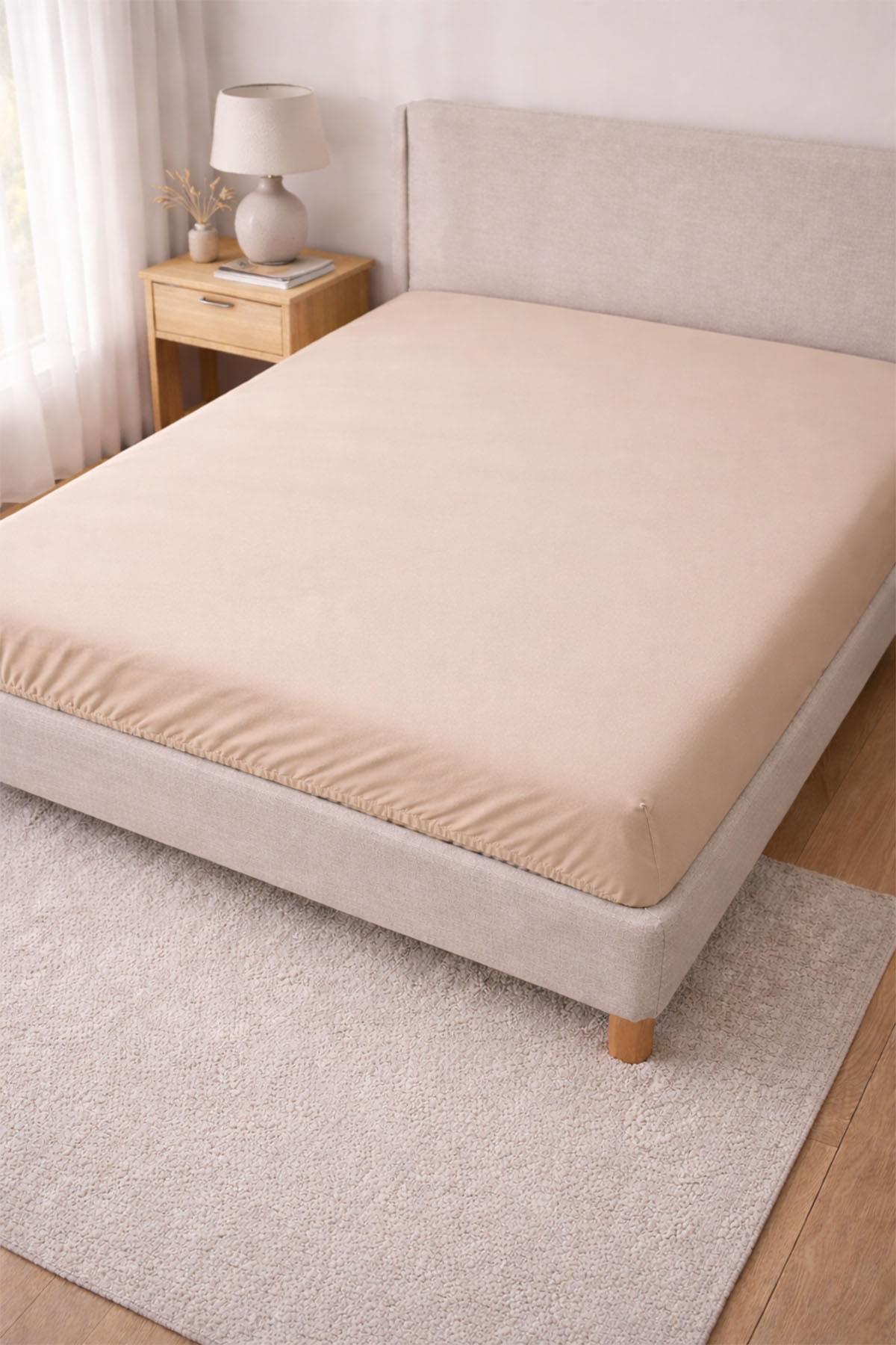Basic Cotton Sateen Fitted Sheet with Elastic All Around (160 x 200 cm)