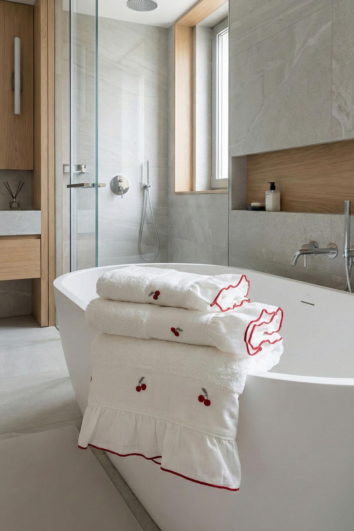 Cherry Embroidered Hand Towel (30 x 50 cm)