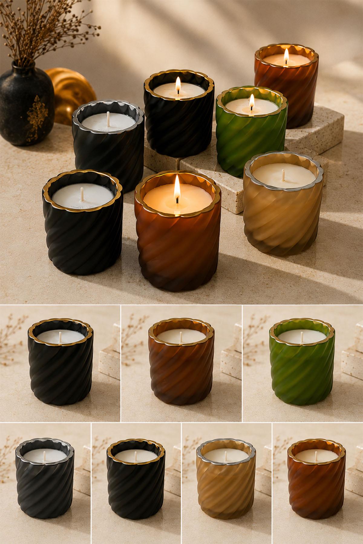 Devin Black-Silver Swirl Candle (10 cm)