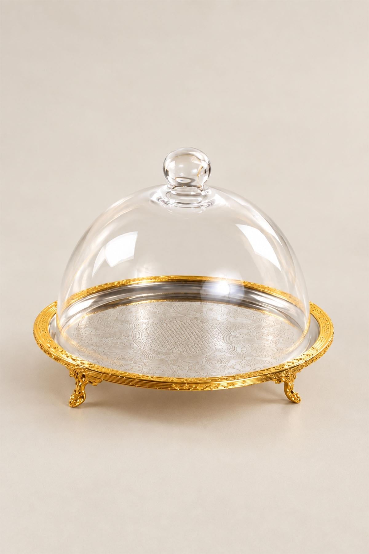 Kessa Gold Detailed Lid Jar Serving Tray (30 cm)