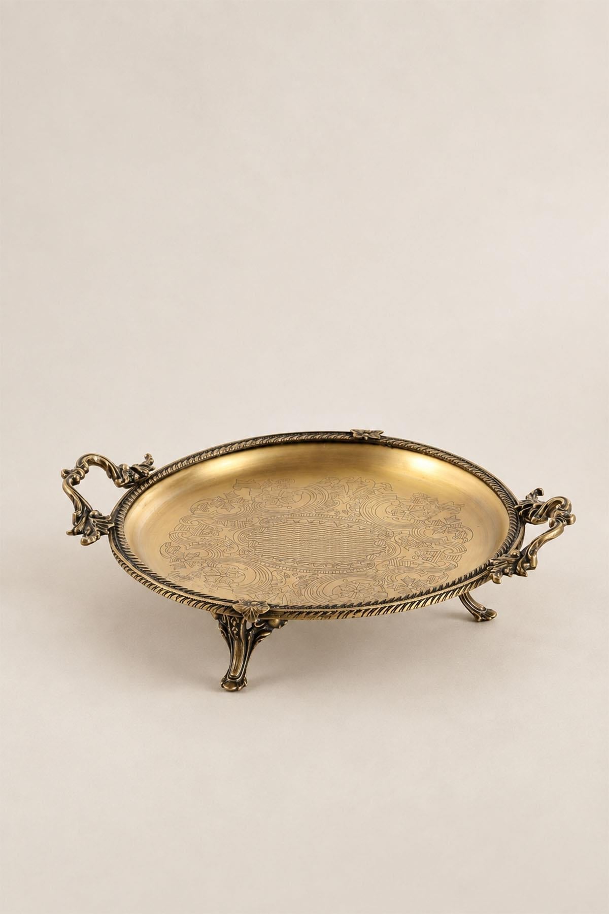 Kessa Antique Detail Round Tray with Handles (25 cm)