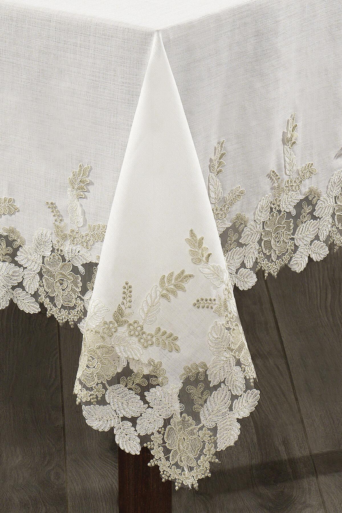 Lace-embroidered white stain-resistant tablecloth, elegant and stylish table decor