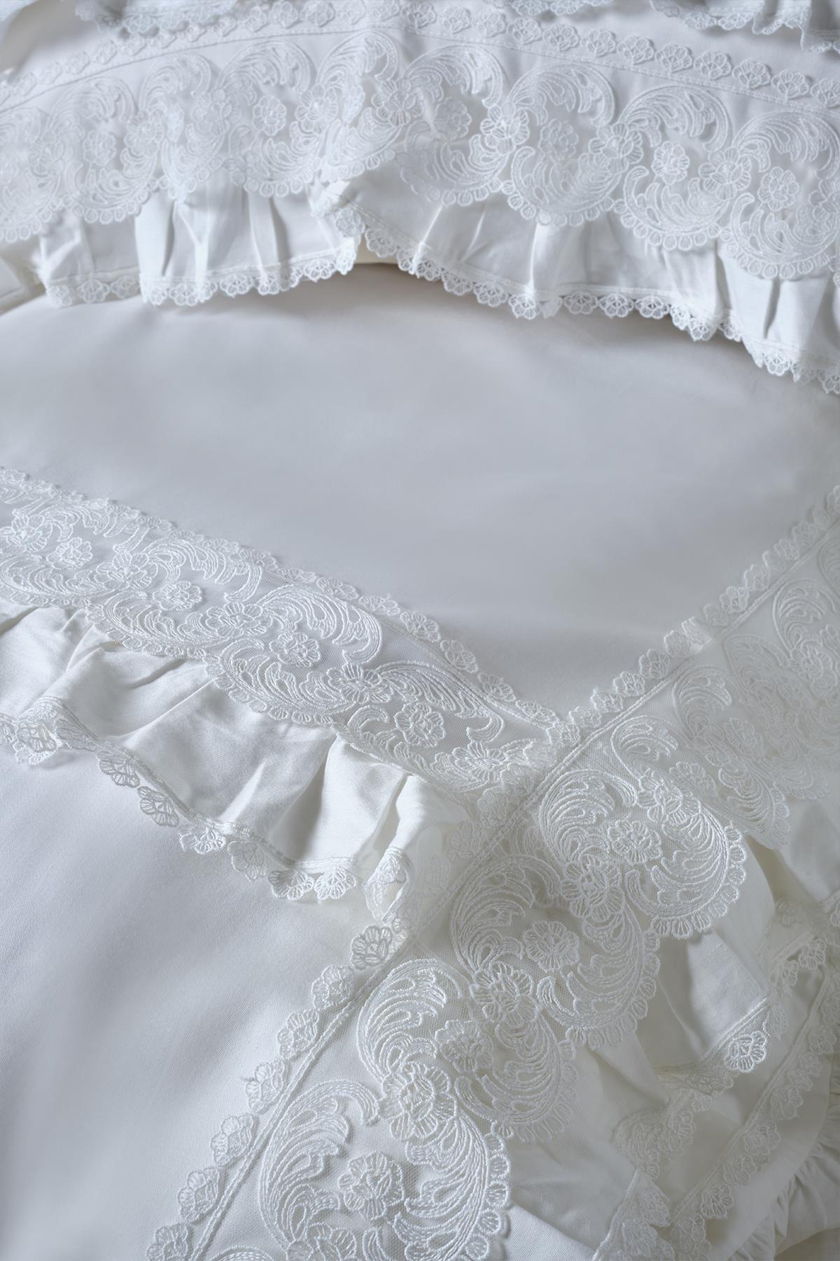 Helen Lace Cotton Satin Single 4-Piece Duvet Cover Set