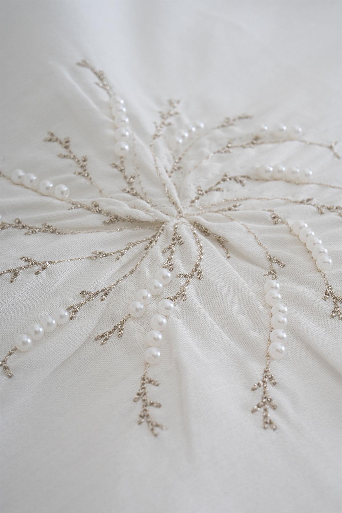 Lorient Pearl Embroidered Cotton Satin Double 6-Piece Duvet Cover Set
