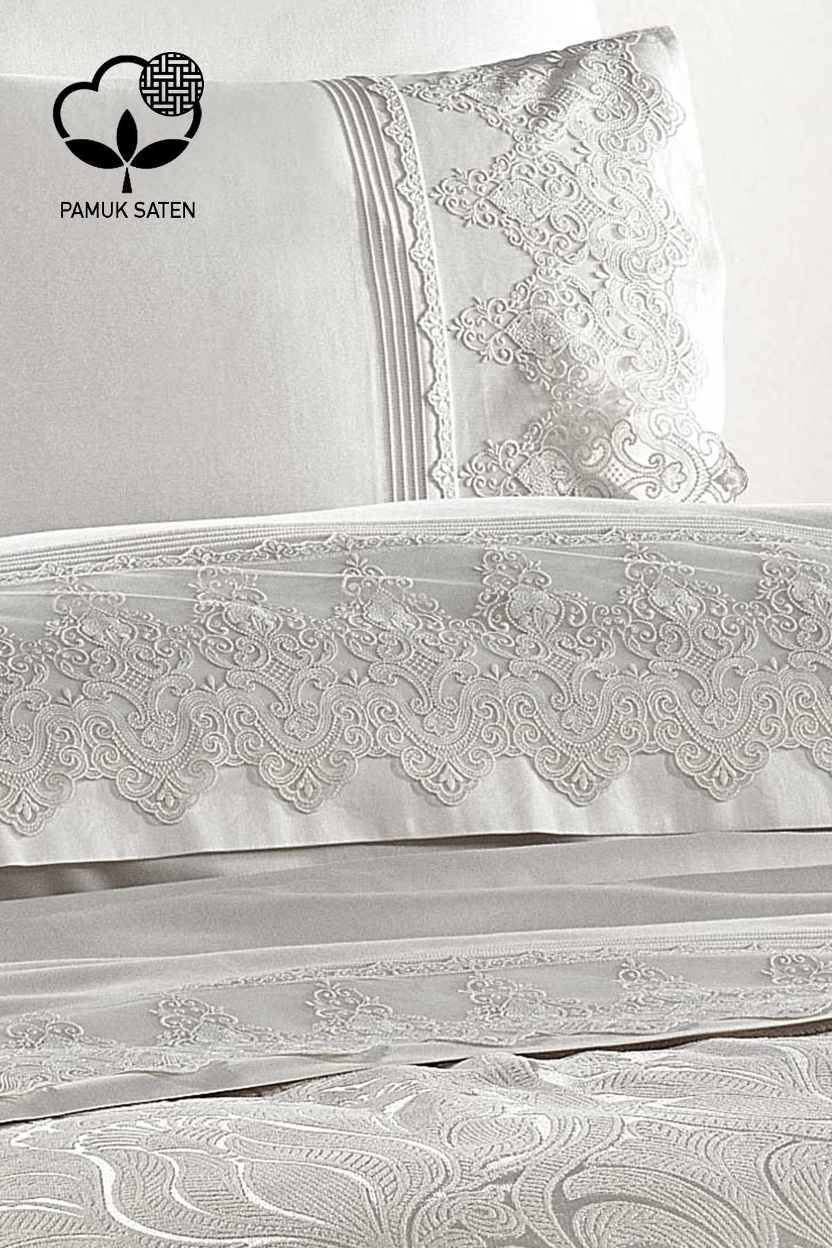 Marissa Ruffled and Jacquard Cotton Sateen Pique Duvet Cover Set - Nazik Home - Value for My Home!