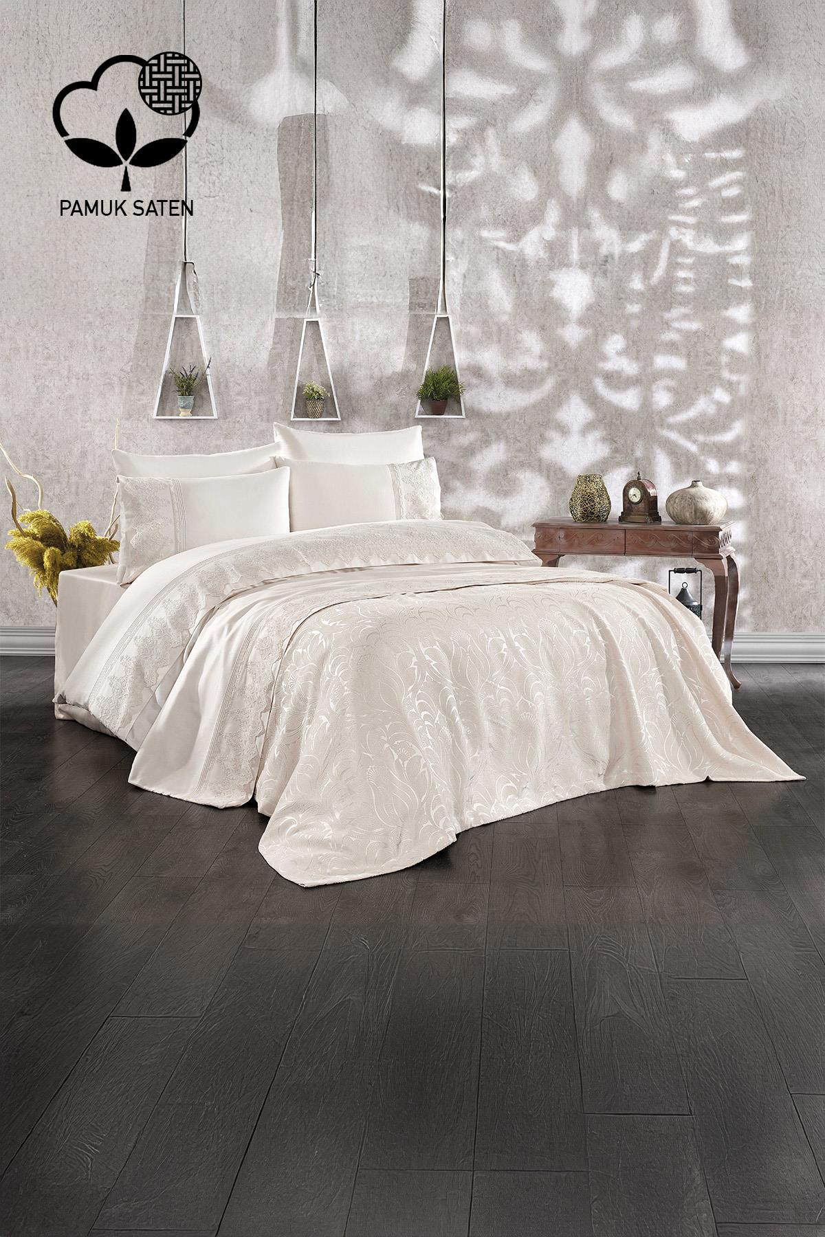 Marissa Ruffled and Jacquard Cotton Sateen Pique Duvet Cover Set - Nazik Home - Value for My Home!