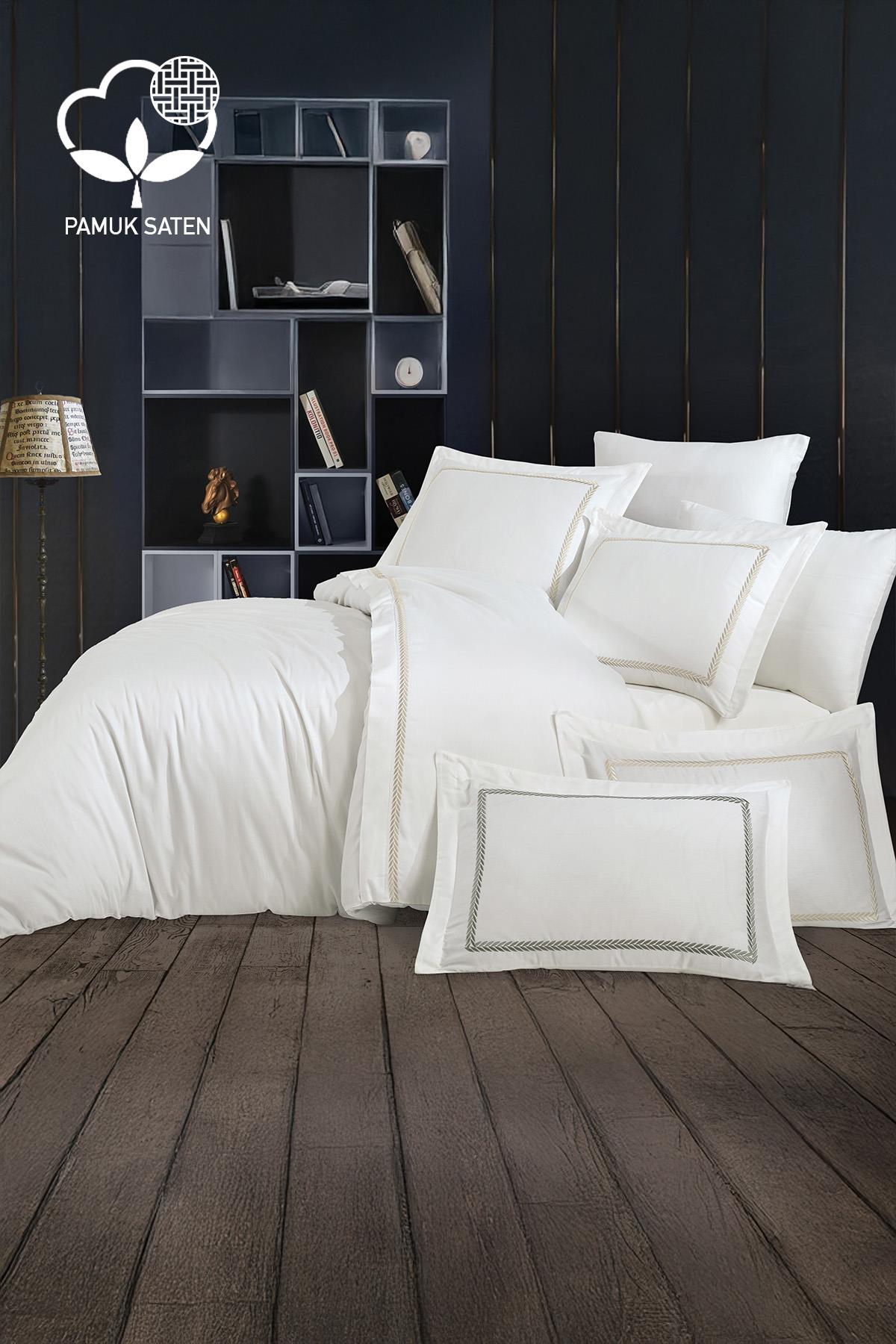 Olimpos Embroidered Cotton Satin Super King Size 6-Piece Duvet Cover Set