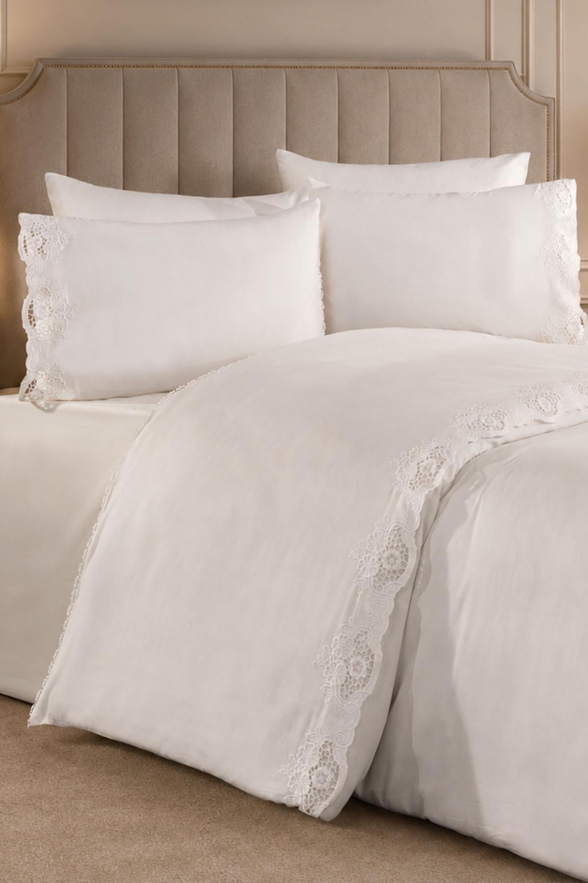 Puerta Floral Embroidered 100% Cotton Double 6-Piece Duvet Cover Set