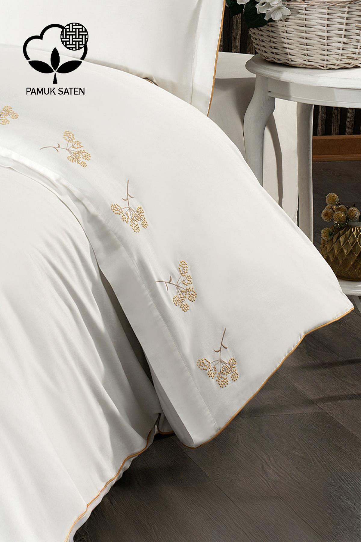 Sementa Floral Embroidered Cotton Sateen Super King Size 6-Piece Duvet Cover Set - Nazik Home - Value for My Home!