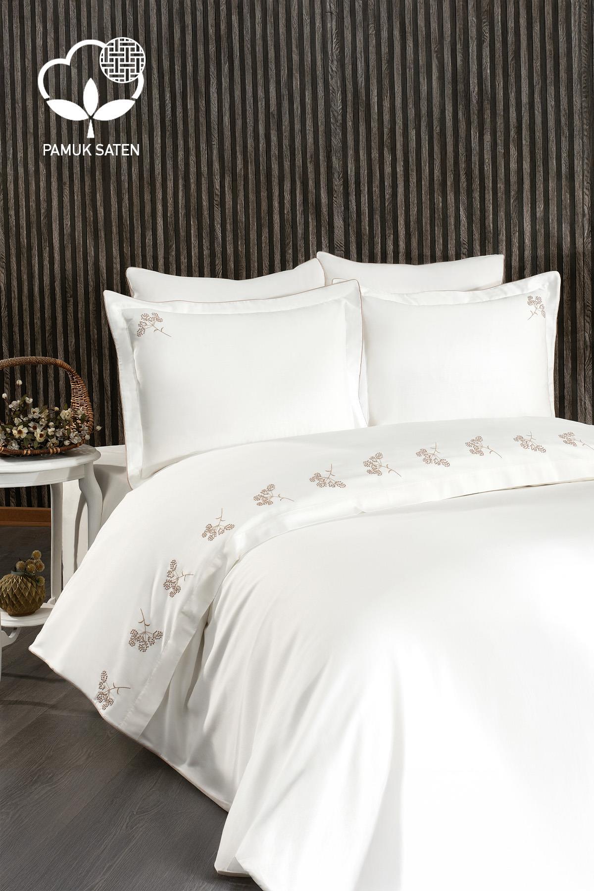 Sementa Floral Embroidered Cotton Sateen Super King Size 6-Piece Duvet Cover Set - Nazik Home - Value for My Home!