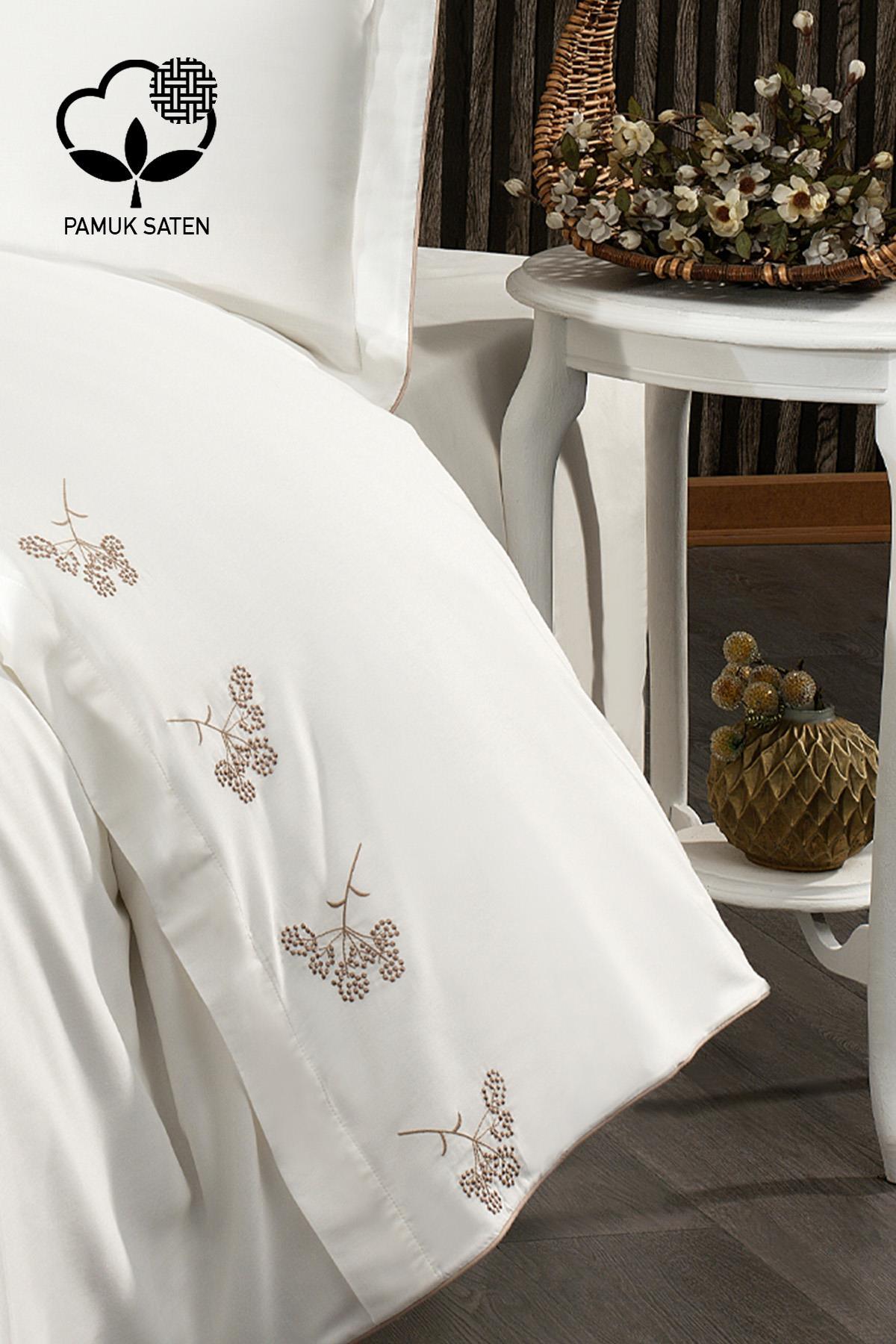 Sementa Floral Embroidered Cotton Sateen Super King Size 6-Piece Duvet Cover Set - Nazik Home - Value for My Home!