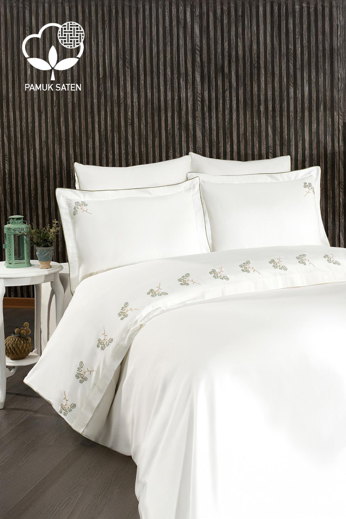 Sementa Floral Embroidered Cotton Sateen Super King Size 6-Piece Duvet Cover Set - Nazik Home - Value for My Home!