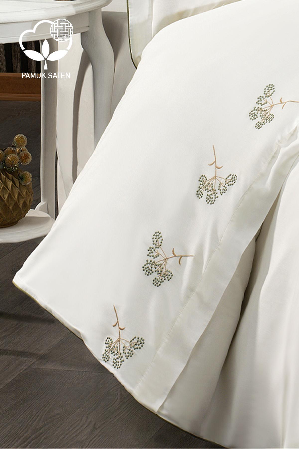 Sementa Floral Embroidered Cotton Sateen Super King Size 6-Piece Duvet Cover Set - Nazik Home - Value for My Home!