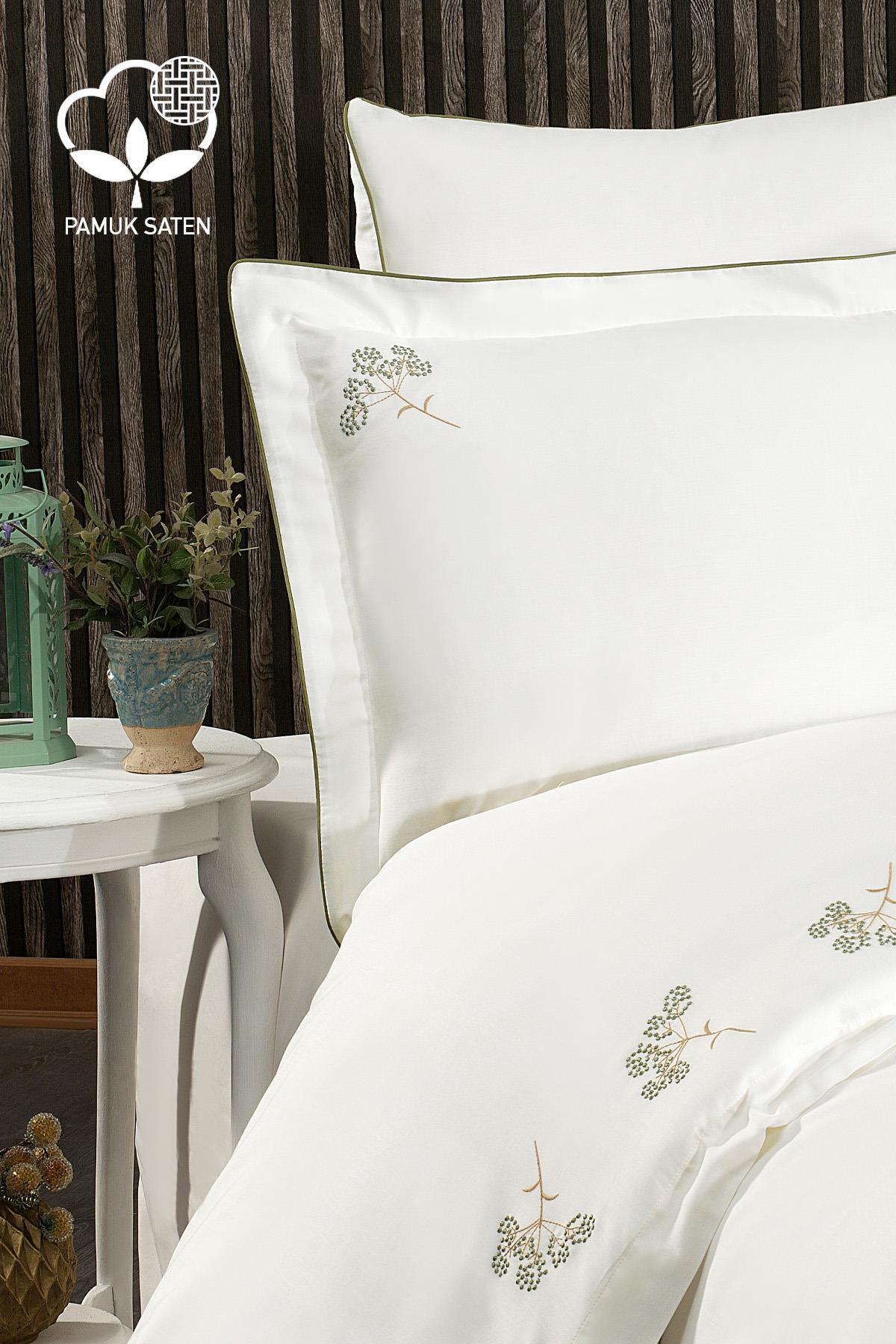 Sementa Floral Embroidered Cotton Sateen Super King Size 6-Piece Duvet Cover Set - Nazik Home - Value for My Home!