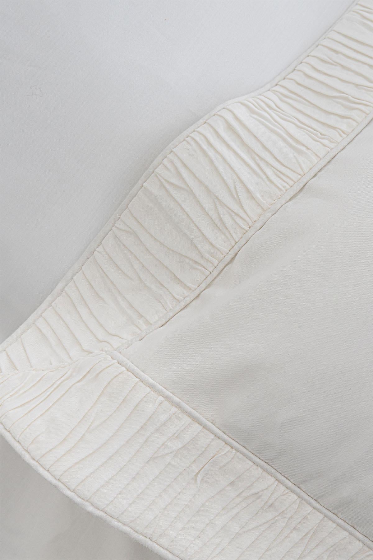 Terosa Pleated Detailed Cotton Satin Double 6-Piece Duvet Cover Set