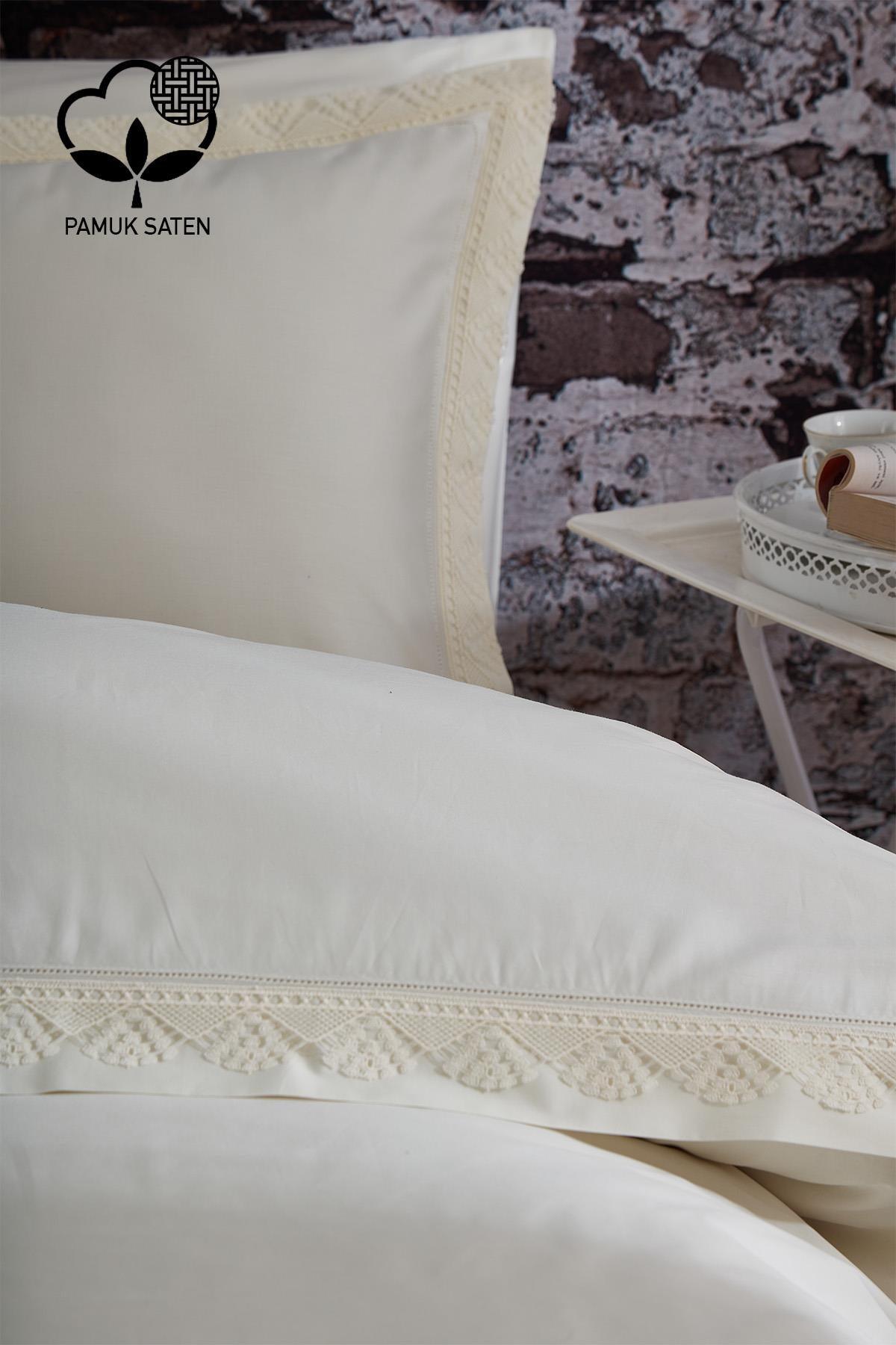 Elegant 300 TC Lace Cotton Sateen Super King Size 6-Piece Duvet Cover Set - Nazik Home - Value for My Home!