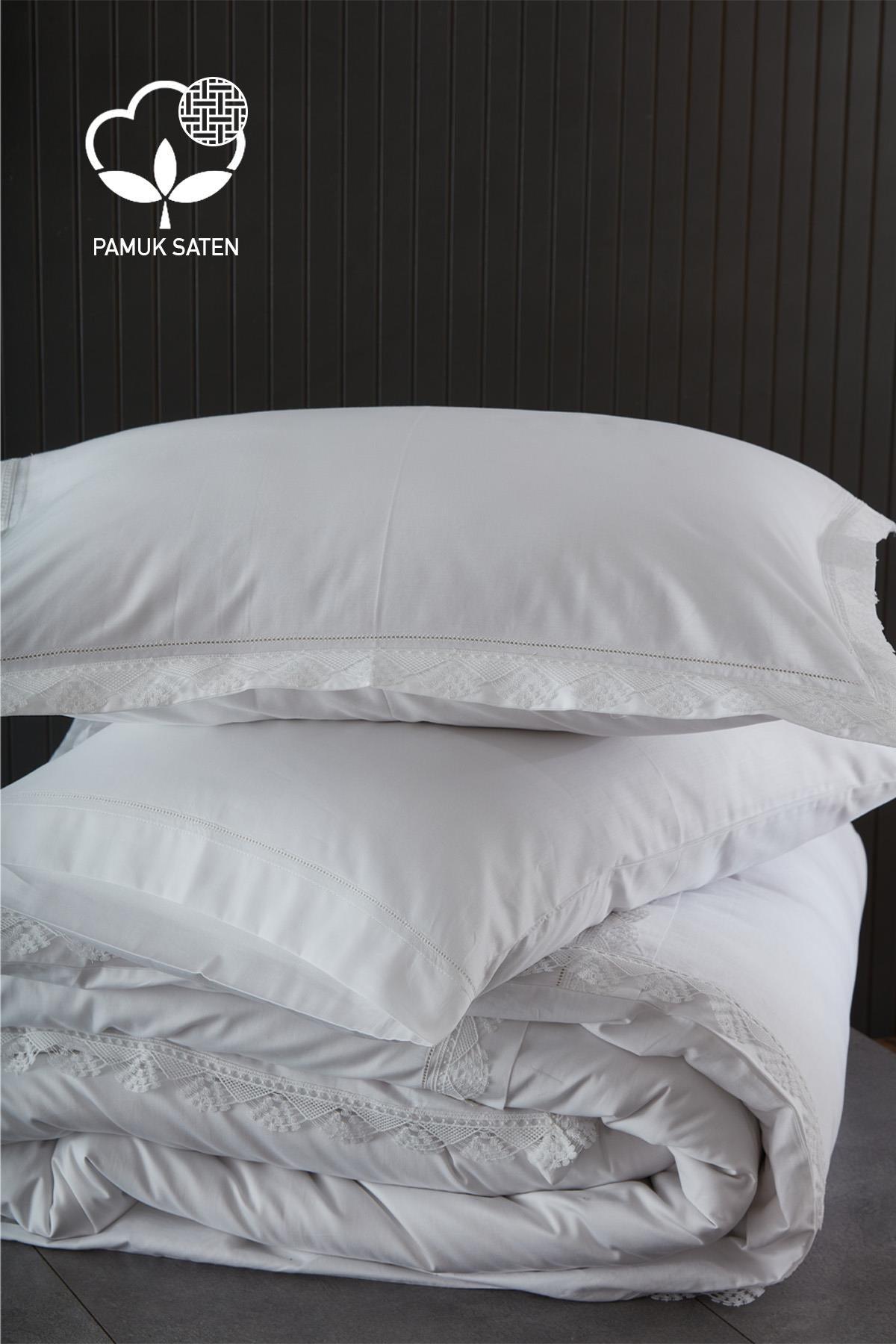 Elegant 300 TC Lace Cotton Sateen Super King Size 6-Piece Duvet Cover Set - Nazik Home - Value for My Home!