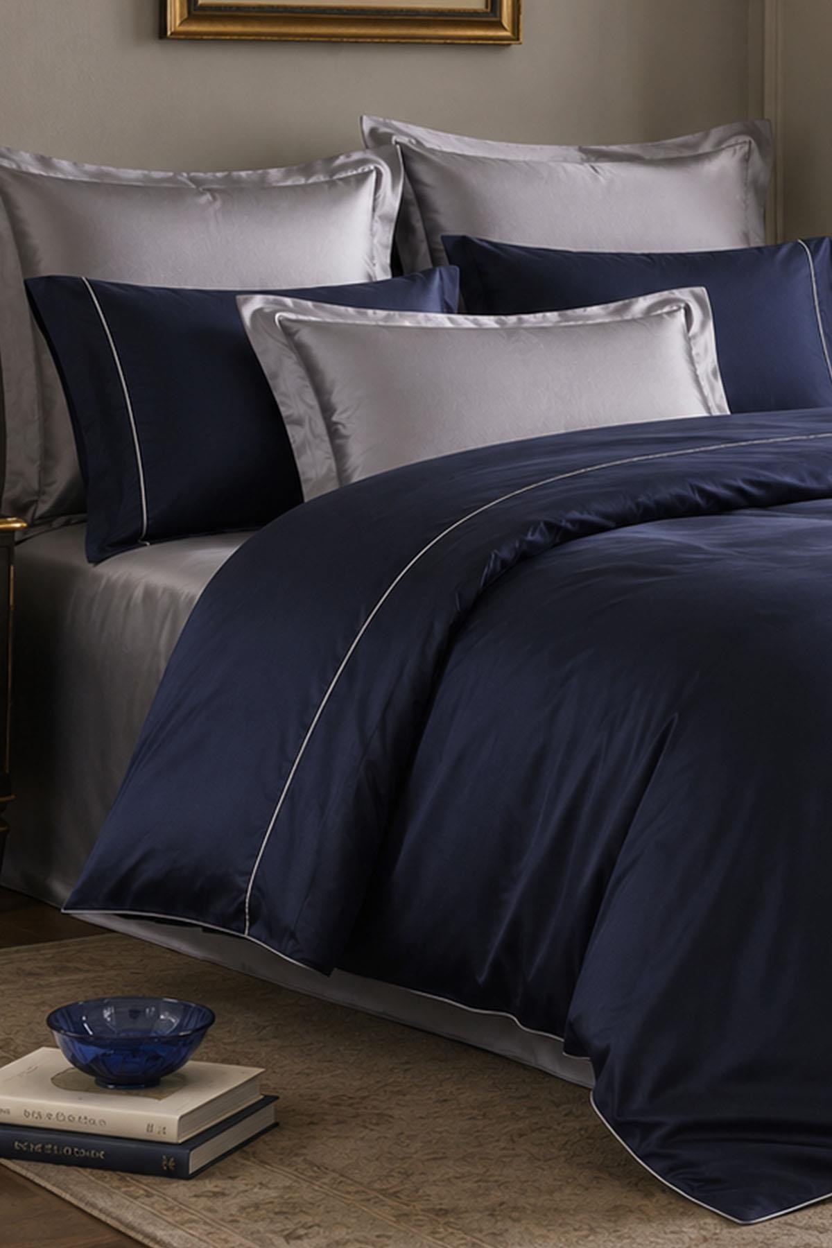Alix Piped Cotton Satin Double 6-Piece Duvet Cover Set