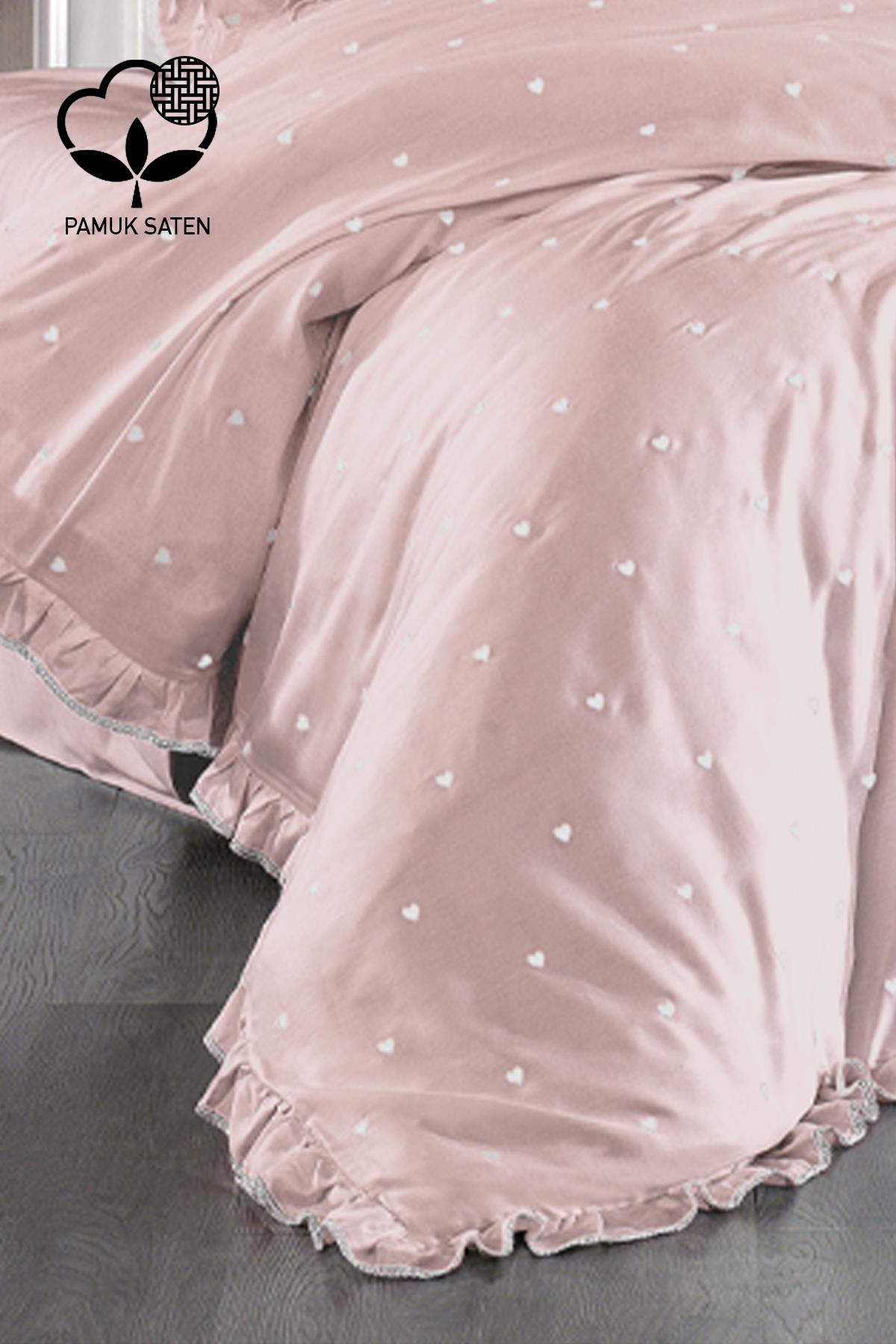 Amore Cotton Satin Double Heart Duvet Cover Set
