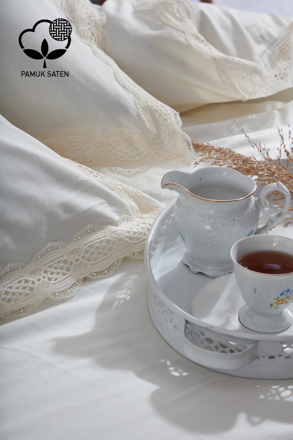 Asel 300 TC Lace Cotton Sateen Double 6-Piece Duvet Cover Set - Nazik Home - Value for My Home!