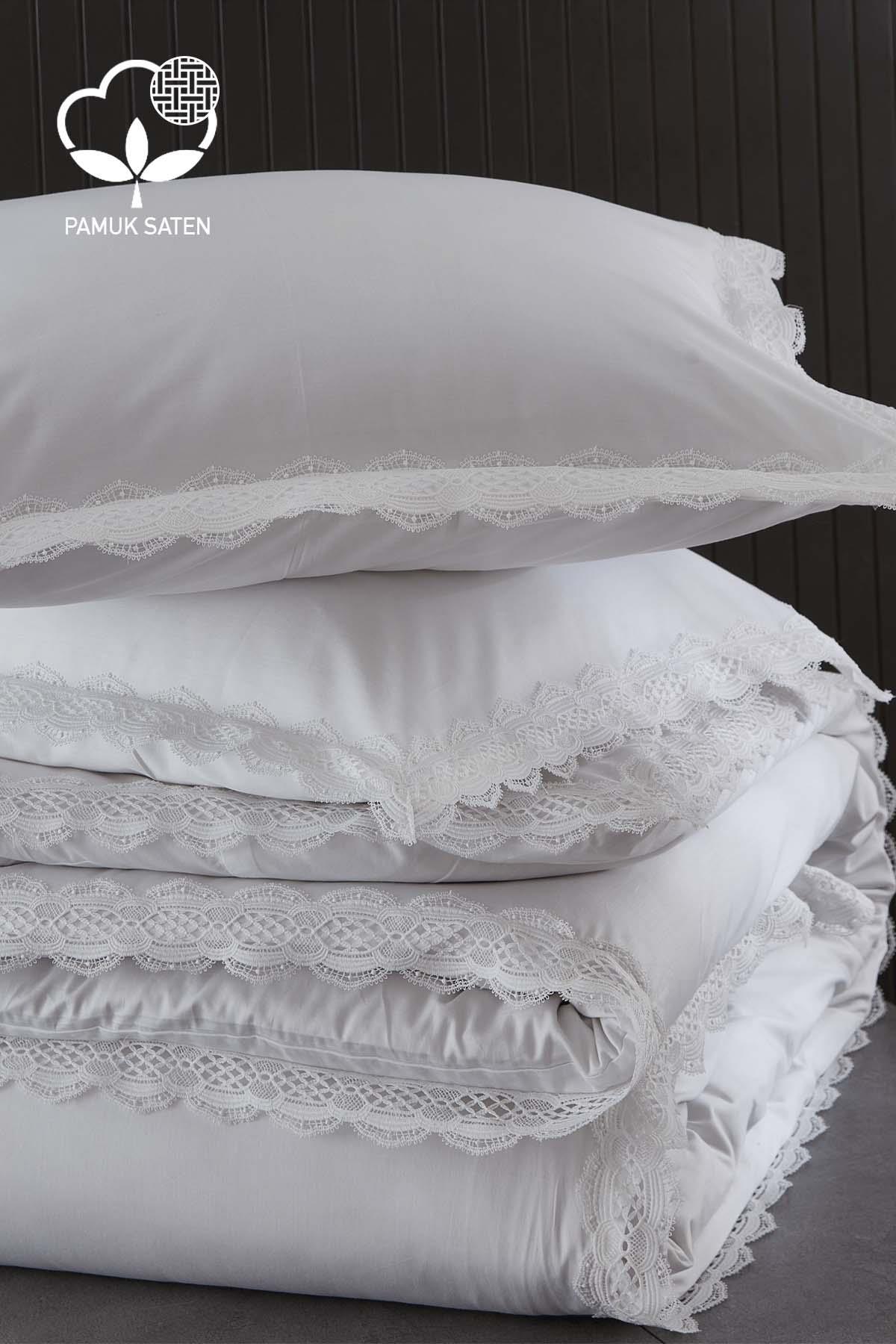Asel 300 TC Lace Cotton Sateen Double 6-Piece Duvet Cover Set - Nazik Home - Value for My Home!