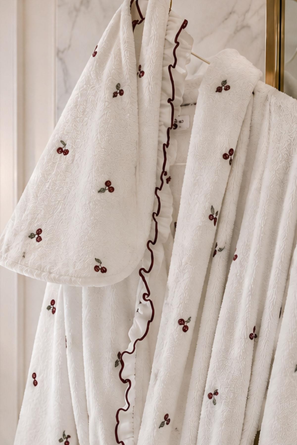 Cherry Cotton Women's Bathrobe Set