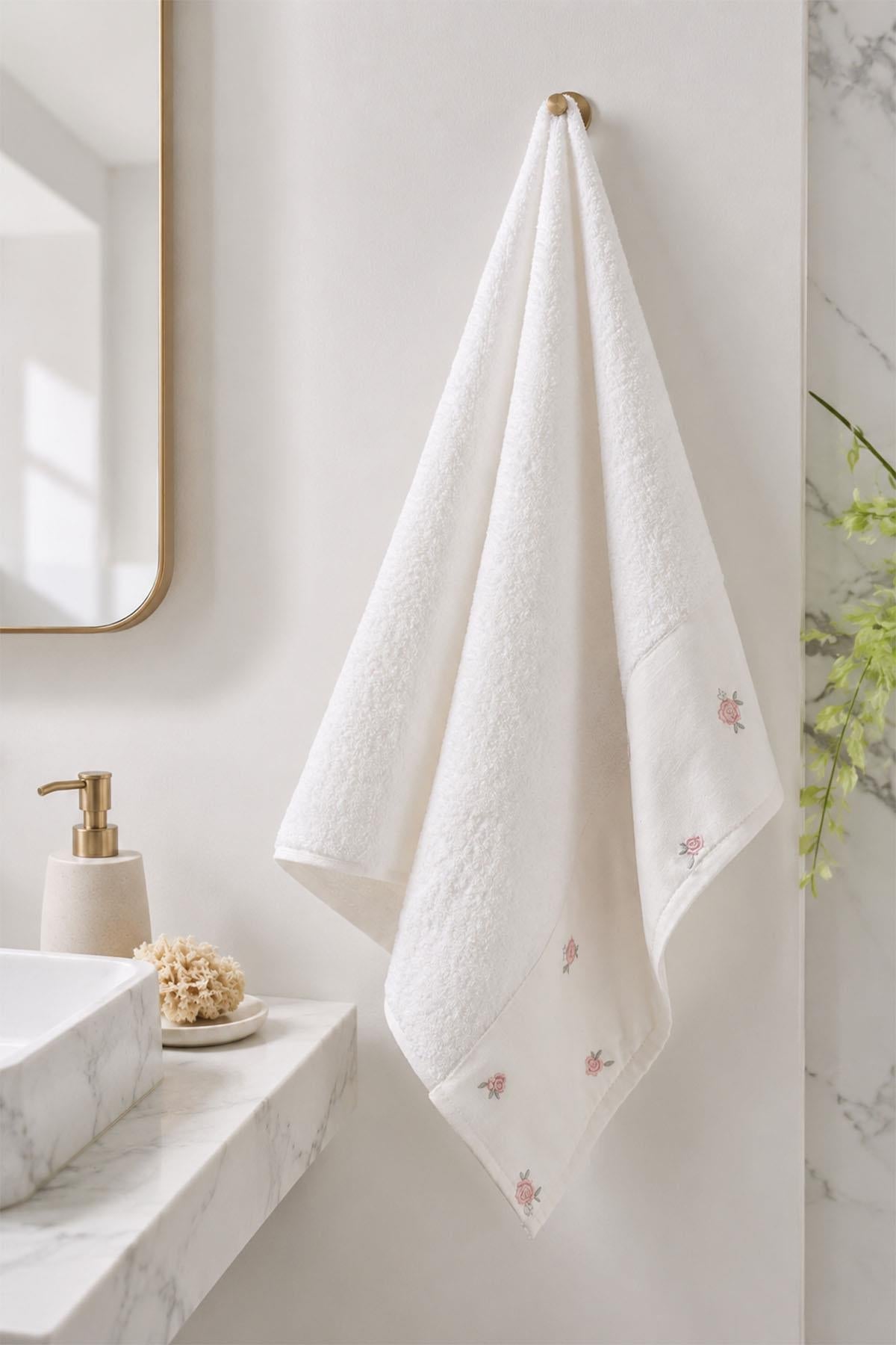 Flower Garden Rose Embroidered Hand Towel (30 x 50 cm)