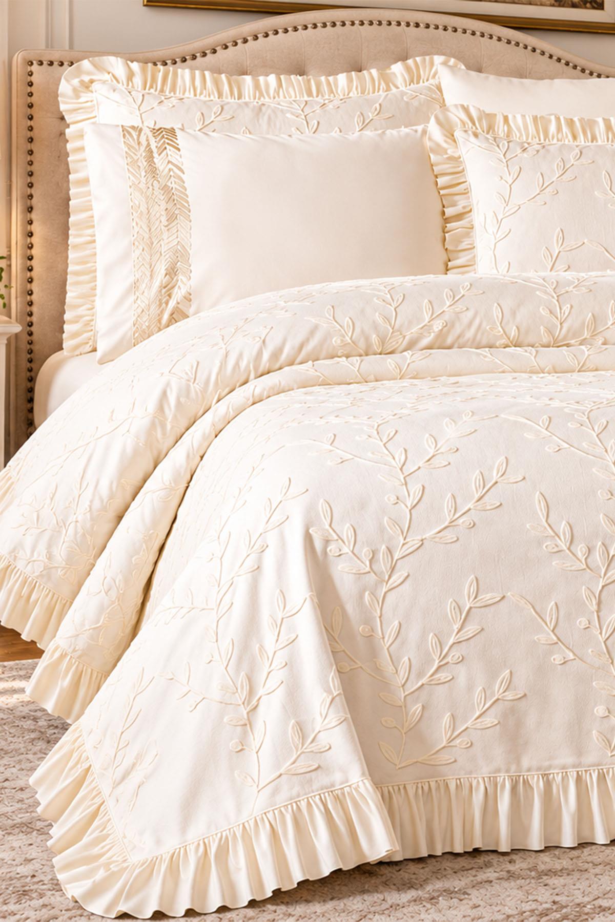 Inova Double Bedspread with Floral Embroidery