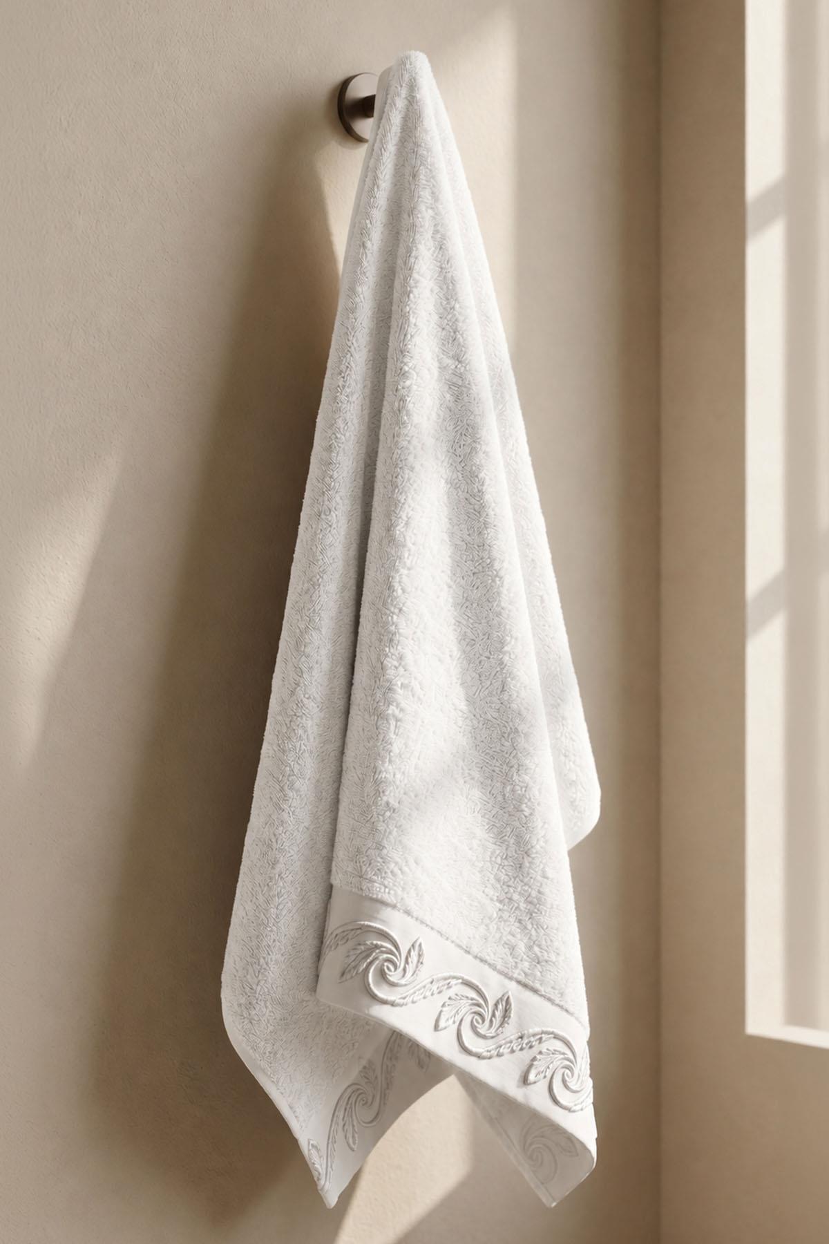 Latina Burgundy Leaf Embroidered Hand Towel (50 x 90 cm)