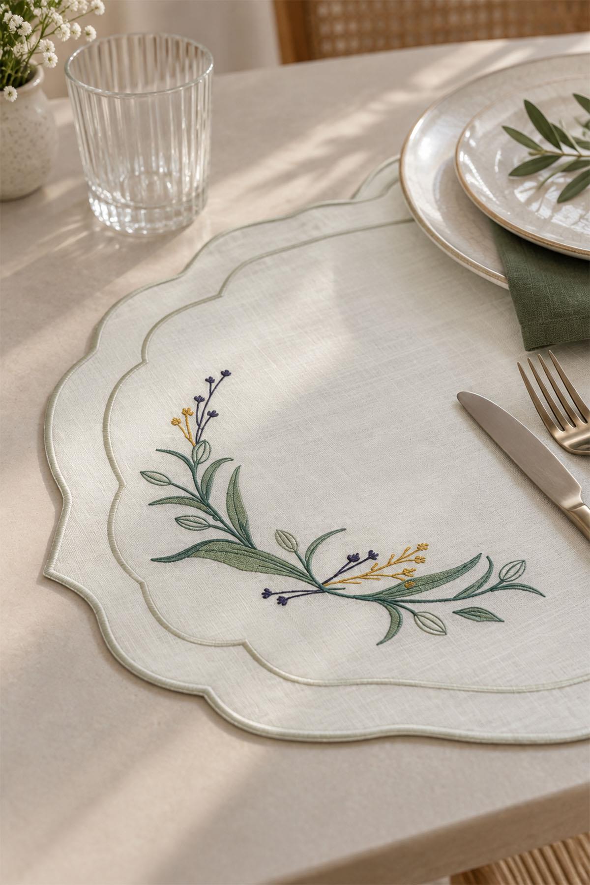 Mimosa Embroidered Stain-Resistant, Easy-to-Care Placemat (35 x 45 cm)