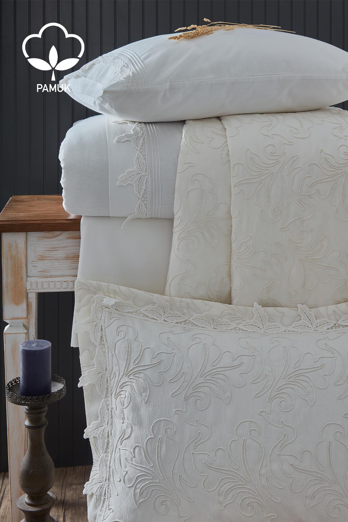 Ribera Embroidered Double 9-Piece Duvet Cover + Pique Set - Nazik Home - Value for My Home!