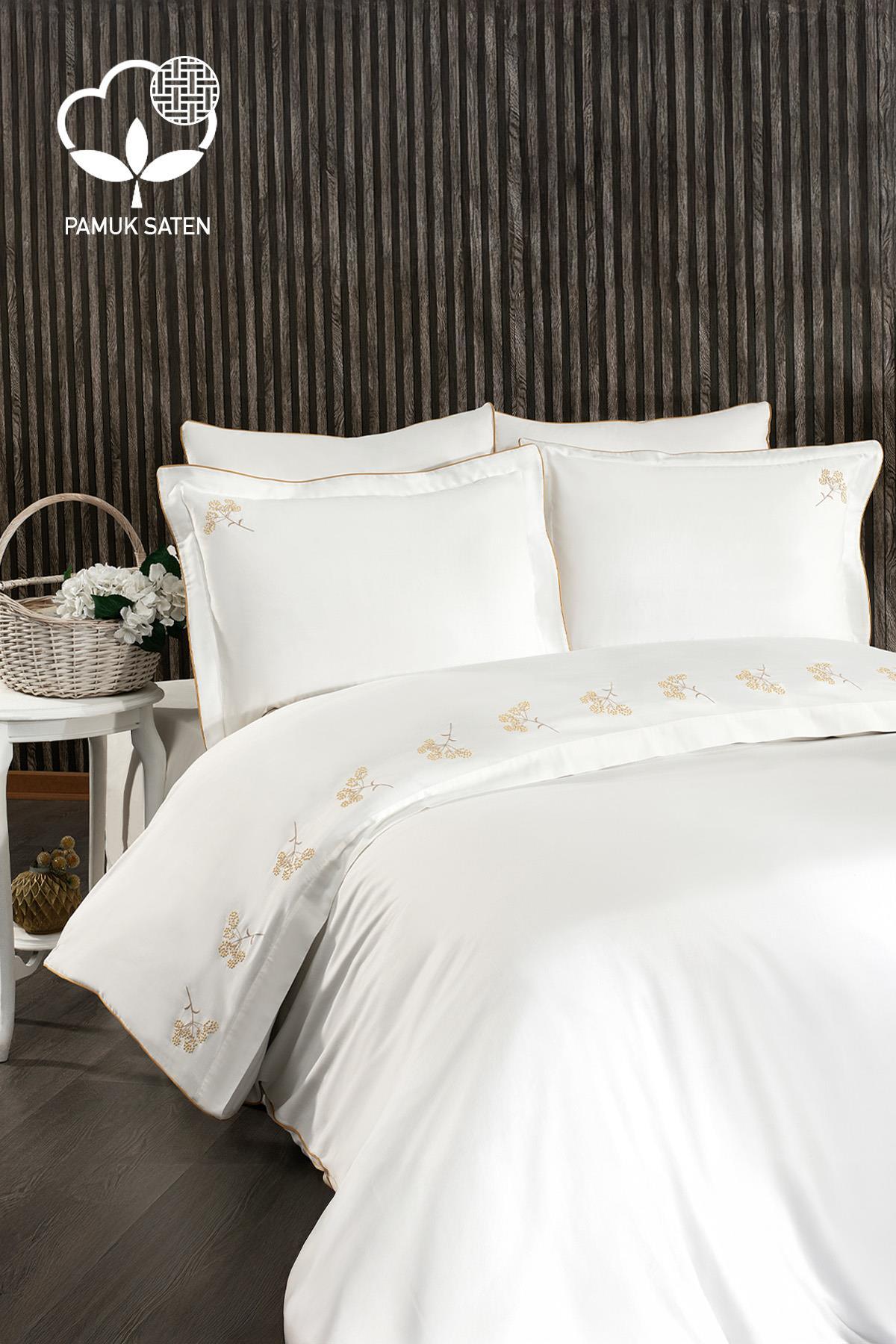 Sementa Floral Embroidered Cotton Sateen Super King Size 6-Piece Duvet Cover Set - Nazik Home - Value for My Home!
