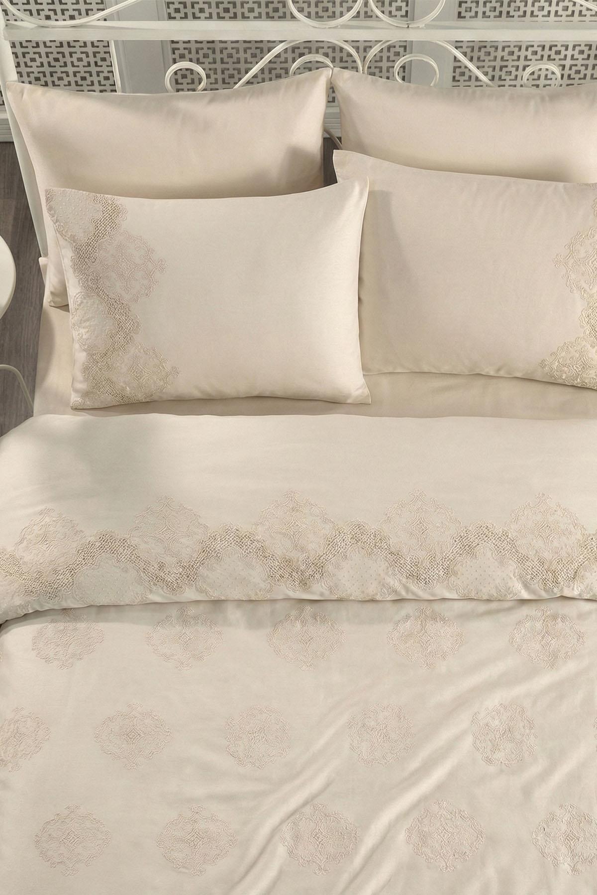 Simena Embroidered Cotton Satin Double 6-Piece Duvet Cover Set