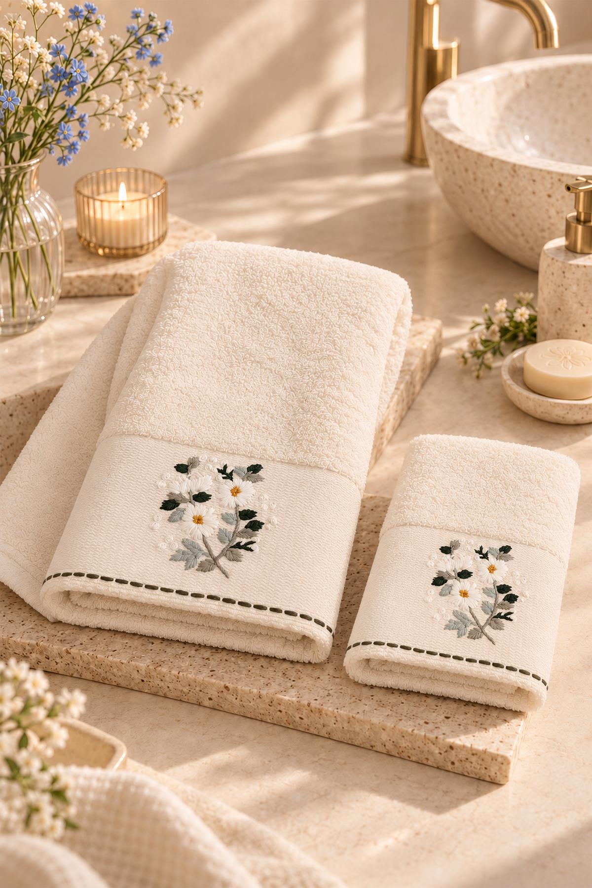 Sueno Hand Towel with Floral Embroidery (30 x 50 cm)