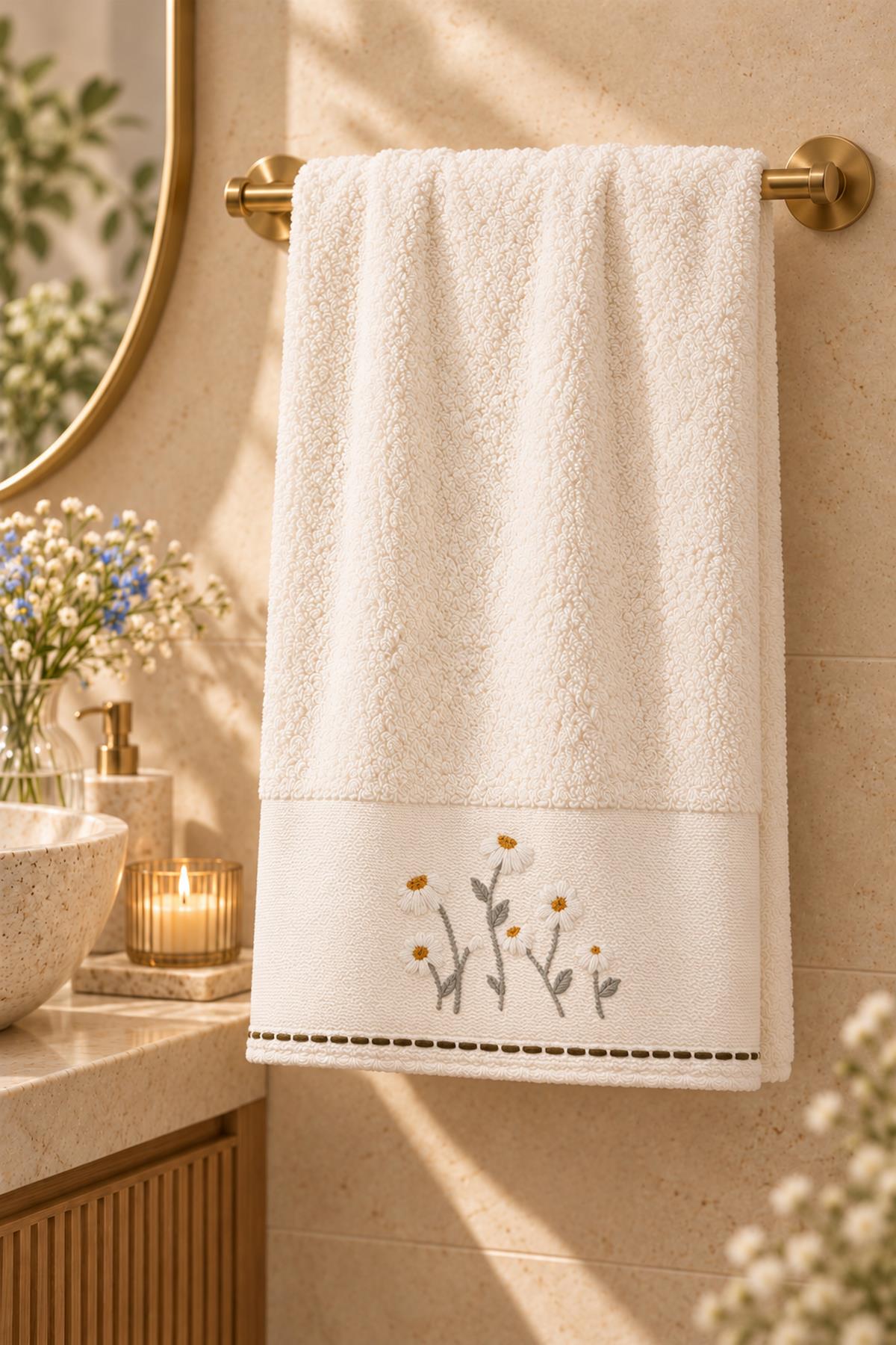 Sunny Flower Embroidered Hand Towel (30 x 50 cm)